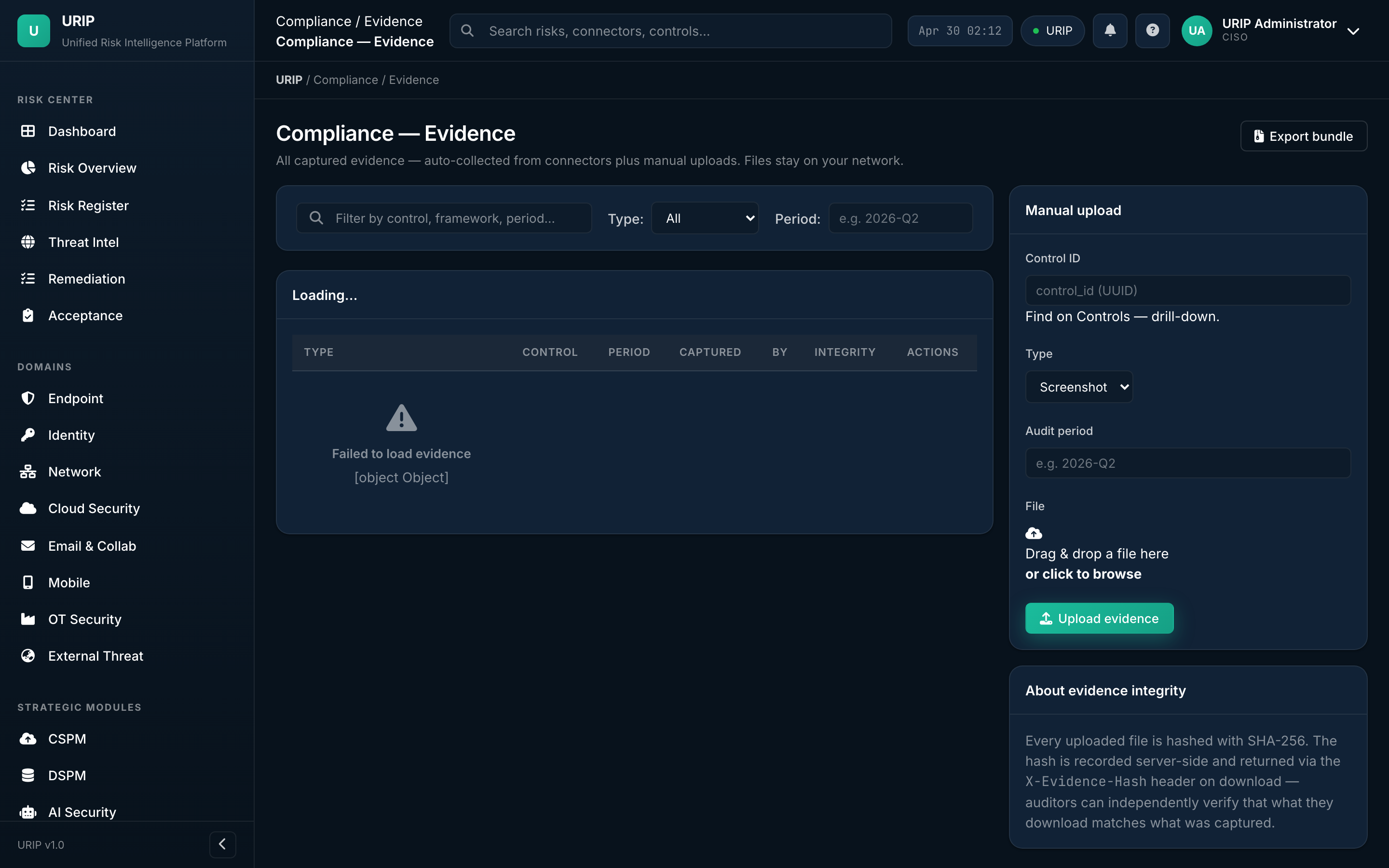 Compliance evidence