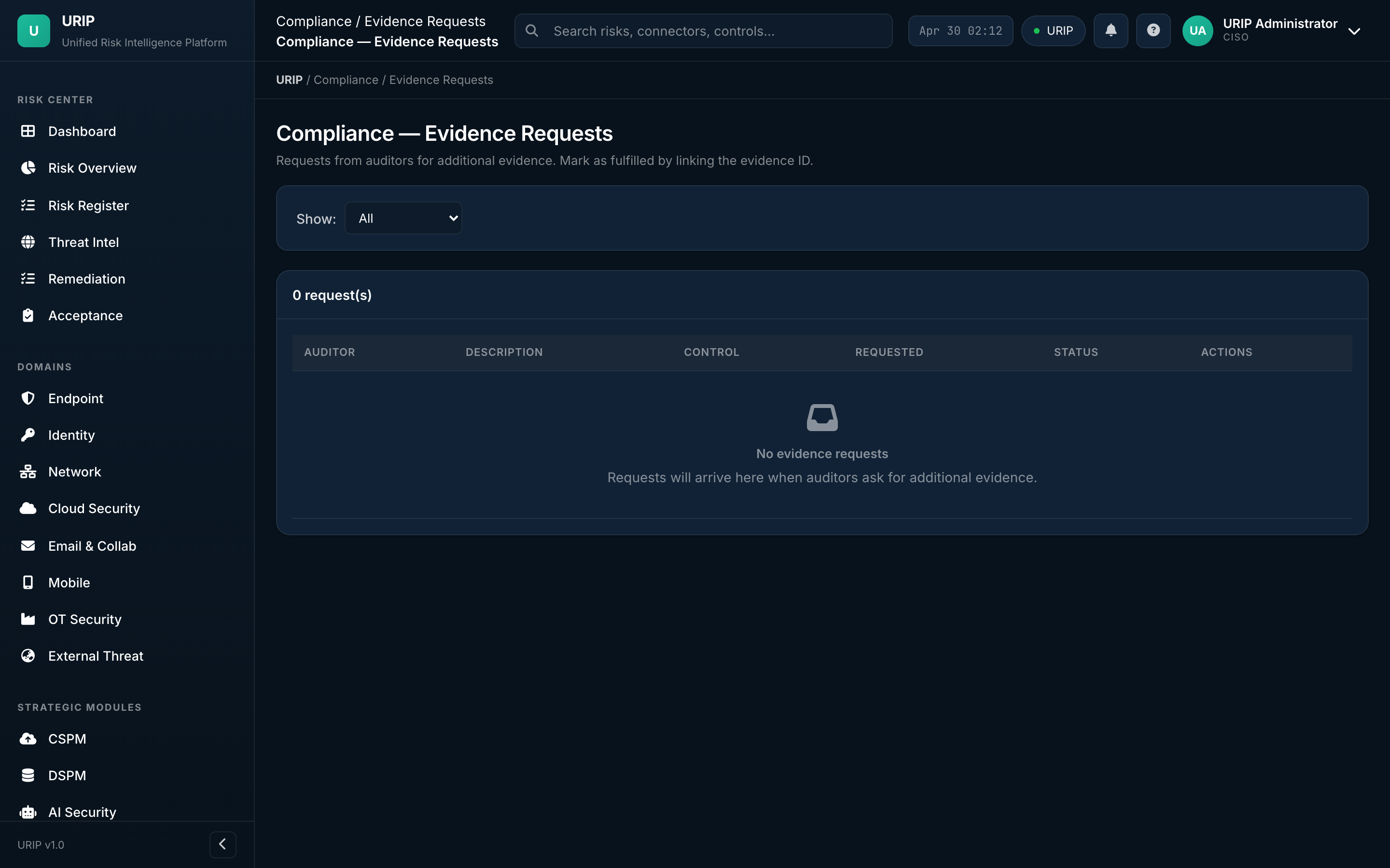 Compliance evidence requests